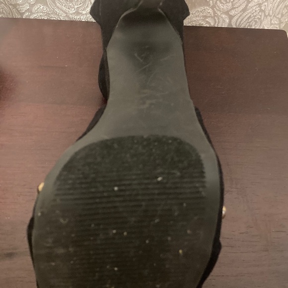 GLO Jeans Heels Black Vegan Suede Leather Platform Stilettos Size 7.5 - Picture 9 of 12